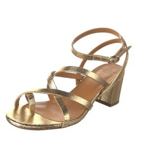 Sezane strappy gold block sandals 9